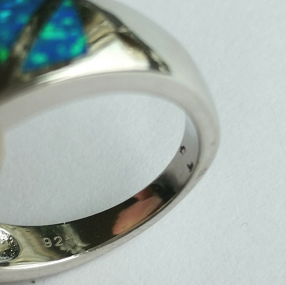 New, Sterling Silver Blue Opal  Mosaic Ring sz 6 - Picture 5 of 9